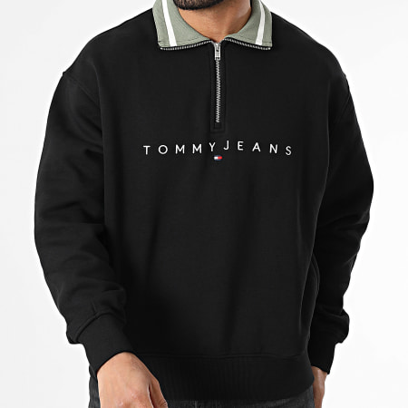 Tommy Jeans - Sweat Col Zippé Relax Linear 0857 Noir