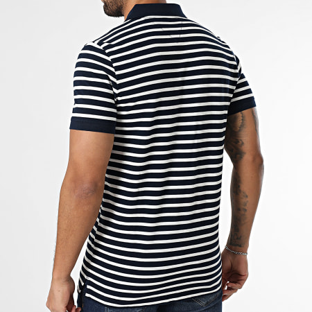 Tommy Jeans - Polo Manches Courtes Slim Placket 0676 Blanc Bleu Marine