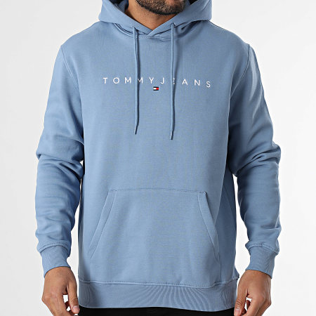 Tommy Jeans - Sweat Capuche Linear Logo 0746 Bleu Clair