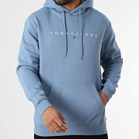 Tommy Jeans - Sweat Capuche Linear Logo 0746 Bleu Clair