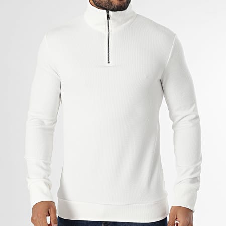 Uniplay - Sweat Col Zippé Blanc