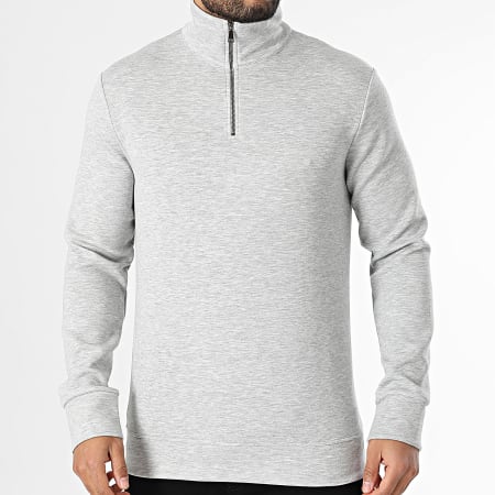 Uniplay - Sweat Col Zippé Gris Chiné