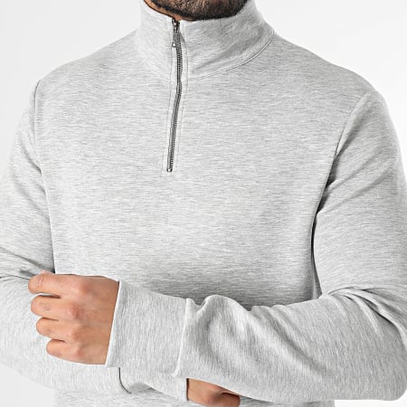 Uniplay - Sweat Col Zippé Gris Chiné
