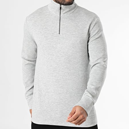 Uniplay - Sweat Col Zippé Gris Chiné
