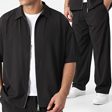 Classic Series - Ensemble Chemise Manches Courtes Zippée Et Pantalon Noir
