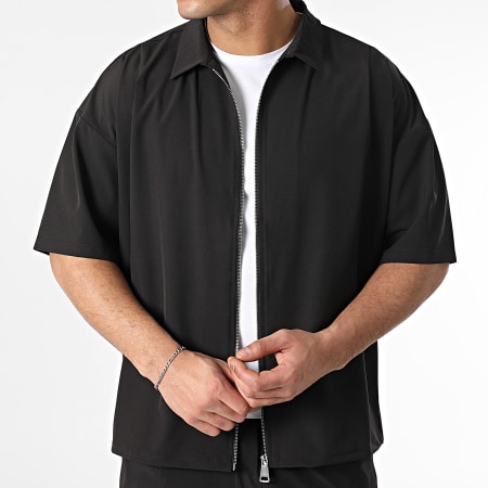 Classic Series - Ensemble Chemise Manches Courtes Zippée Et Pantalon Noir