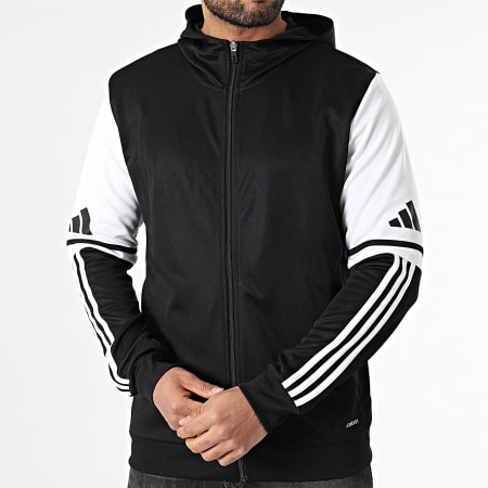 Adidas Sportswear - Veste Zippée Capuche A Bandes SQ25 JE2778 Noir Blanc