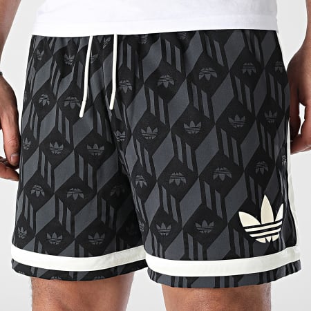 Adidas Originals - Short Jogging A Bandes Jacquared JD5195 Noir Gris Anthracite