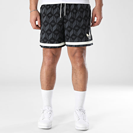 Adidas Originals - Short Jogging A Bandes Jacquared JD5195 Noir Gris Anthracite