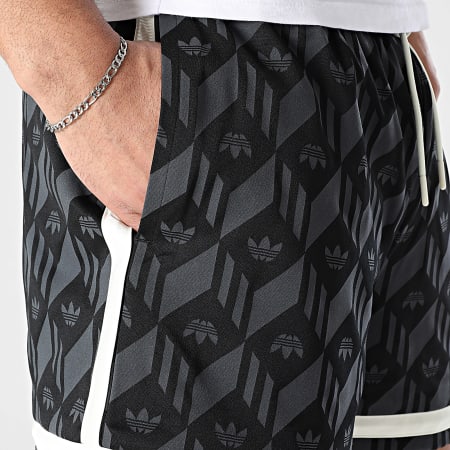 Adidas Originals - Short Jogging A Bandes Jacquared JD5195 Noir Gris Anthracite