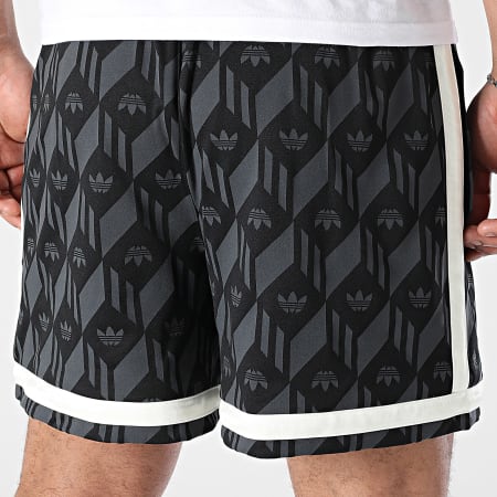 Adidas Originals - Short Jogging A Bandes Jacquared JD5195 Noir Gris Anthracite