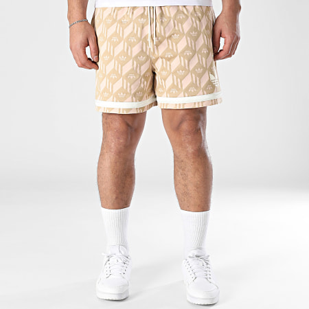 Adidas Originals - Short Jogging A Bandes Jacquared JP0650 Rose Beige