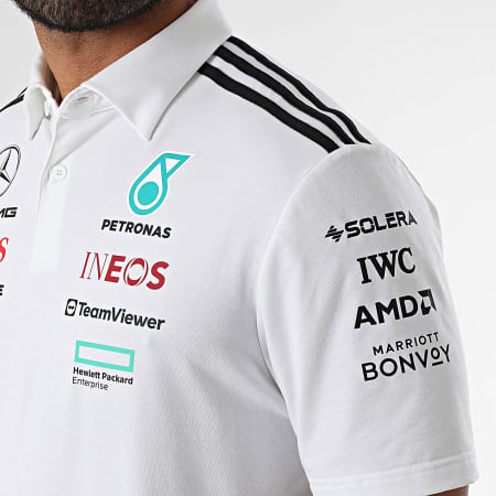 Adidas Sportswear - Polo Manches Courtes A Bandes AMG Mercedes JW0586 Blanc