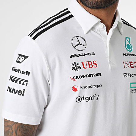 Adidas Sportswear - Polo Manches Courtes A Bandes AMG Mercedes JW0586 Blanc