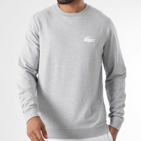 Lacoste - Sweat Crewneck Logo Crocodile Gris Chiné