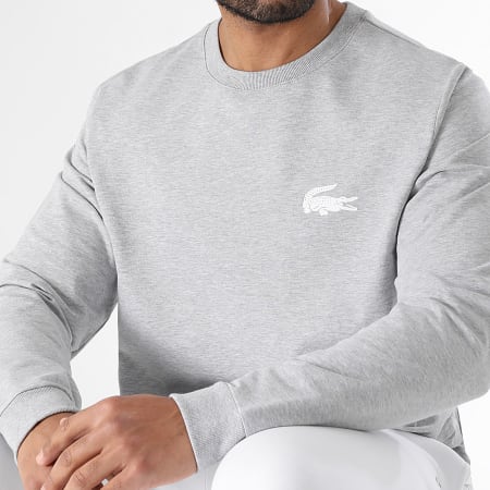 Lacoste - Sweat Crewneck Logo Crocodile Gris Chiné