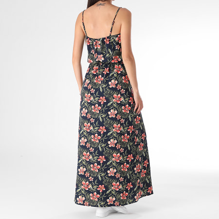 Only - Robe Longue Femme Nova Life Elite Bleu Marine Rose Vert Floral