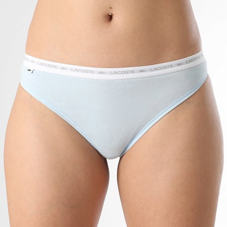 Lacoste - Set van 3 klassieke G-strings voor dames Wit Lichtblauw