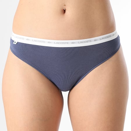 Lacoste - Set van 3 klassieke G-strings voor dames Wit Lichtblauw