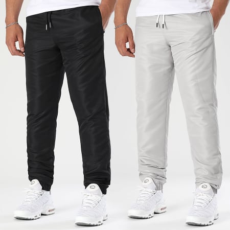 LBO - Lot De 2 Pantalons Jogging Diamant 0394 Noir Gris Clair