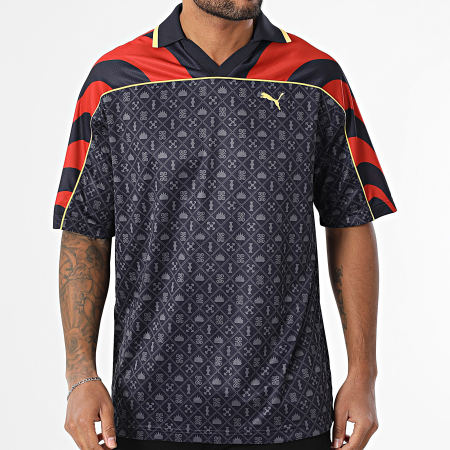 Puma - Polo Manches Courtes Archive 629619 Bleu Marine Gris Rouge Jaune