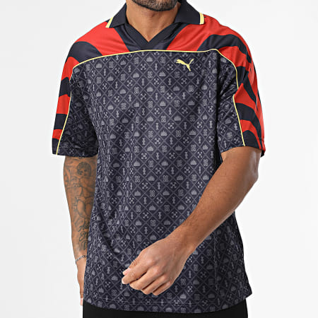 Puma - Polo Manches Courtes Archive 629619 Bleu Marine Gris Rouge Jaune