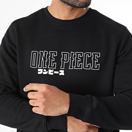 One Piece - Sudadera Hybrid Color Crewneck Negro Blanco