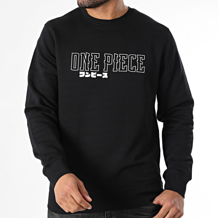 One Piece - Sudadera Hybrid Color Crewneck Negro Blanco