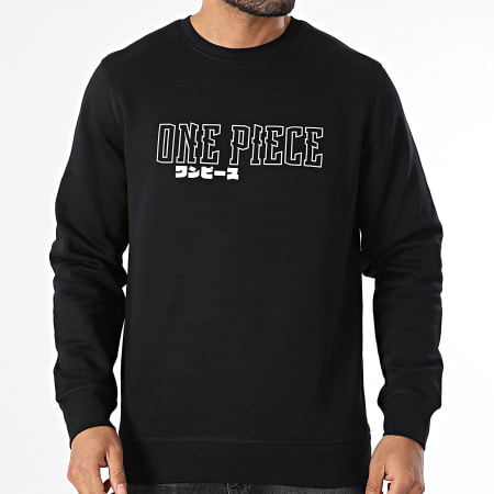 One Piece - Sudadera Hybrid Color Crewneck Negro Blanco