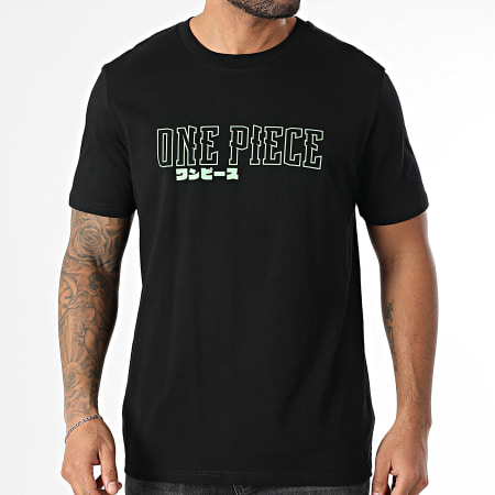 One Piece - Oversize Hybrid Color Tee Shirt Negro Verde Fluo