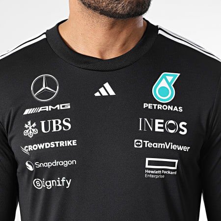 Adidas Sportswear - Tee Shirt Manches Longues A Bandes AMG Mercedes JW5364 Noir