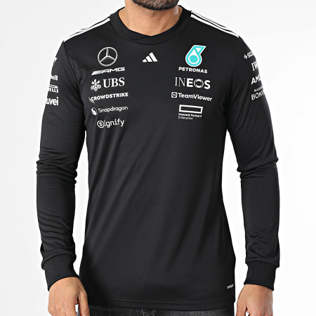 Adidas Sportswear - Tee Shirt Manches Longues A Bandes AMG Mercedes JW5364 Noir