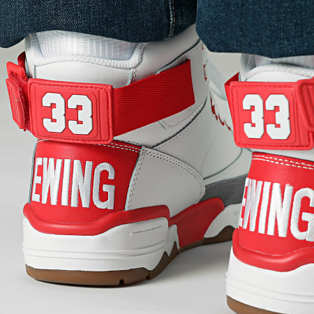 Ewing Athletics - Ewing 33 Hi 1BM02597 Blanco Fiery Red Highrise Gum Sneakers