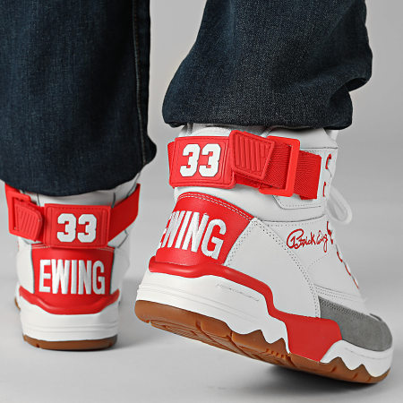Ewing Athletics - Ewing 33 Hi 1BM02597 Blanco Fiery Red Highrise Gum Sneakers