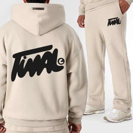 Final Club - Conjunto de sudadera con capucha y pantalón de chándal FNL Logo Beige