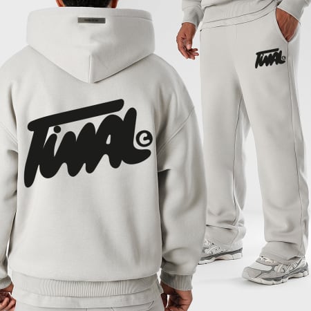 Final Club - Conjunto de sudadera con capucha y pantalón de chándal FNL Grey Logo