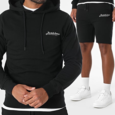 Jack And Jones - Ensemble Tee Shirt Sweat Capuche Et Short Jogging Beau Blanc Noir