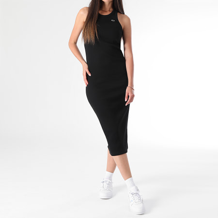 Lacoste - Robe Débardeur Femme Logo Brodé Crocodile Noir