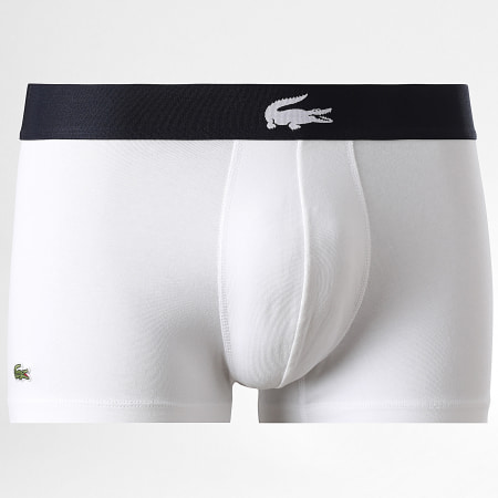 Lacoste - Lot De 3 Boxers Logo Brodé Crocodile Blanc Vert Foncé Bleu Marine