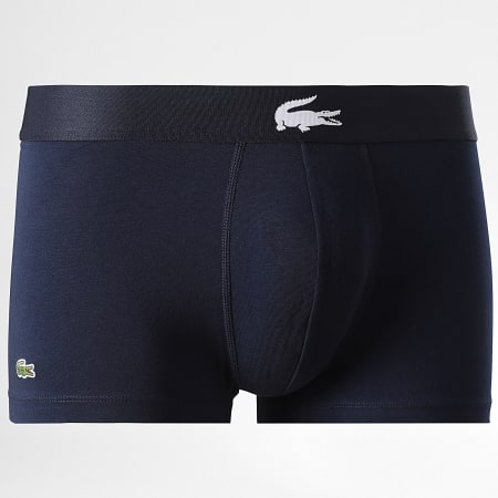 Lacoste - Lot De 3 Boxers Logo Brodé Crocodile Blanc Vert Foncé Bleu Marine