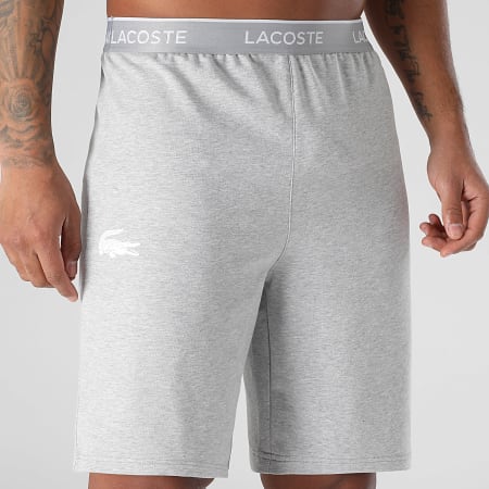 Lacoste - Short Jogging Logo Crocodile Gris Chiné