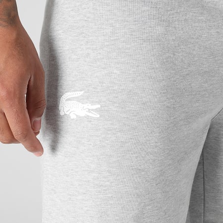 Lacoste - Short Jogging Logo Crocodile Gris Chiné