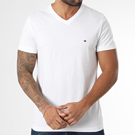 Tommy Hilfiger - Tee Shirt Col V Essential 0838 Blanc