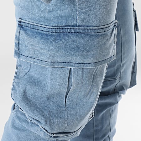 Zelys Paris - Pantalon Cargo Jean Flare Bleu Denim