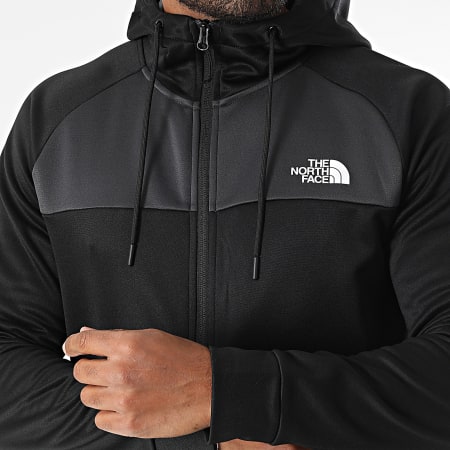 The North Face - Veste Zippée Capuche Reaxion Fleece A8CNP Noir Gris Anthracite