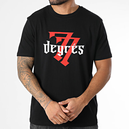 77 DEGRÉS - Camiseta negra oversize con logotipo