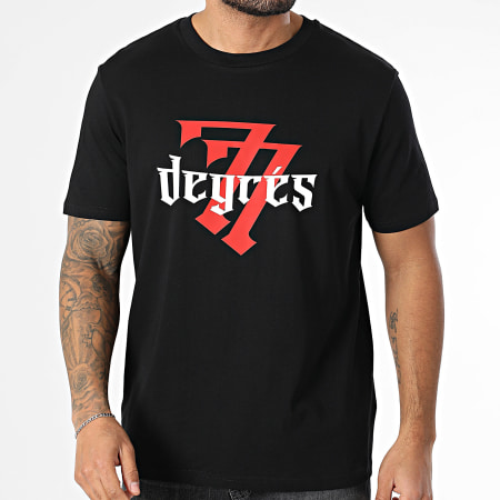 77 DEGRÉS - Camiseta negra oversize con logotipo