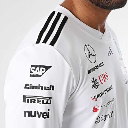 Adidas Sportswear - Tee Shirt Manches Longues A Bandes Mercedes AMG JX5801 Blanc