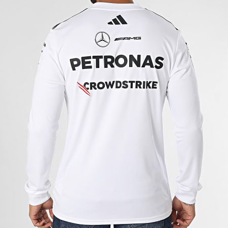 Adidas Sportswear - Tee Shirt Manches Longues A Bandes Mercedes AMG JX5801 Blanc