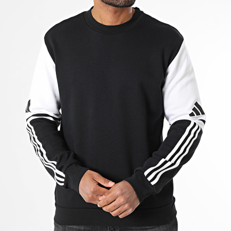 Adidas Sportswear - Sweat Crewneck A Bandes SQ25 JE2780 Noir Blanc